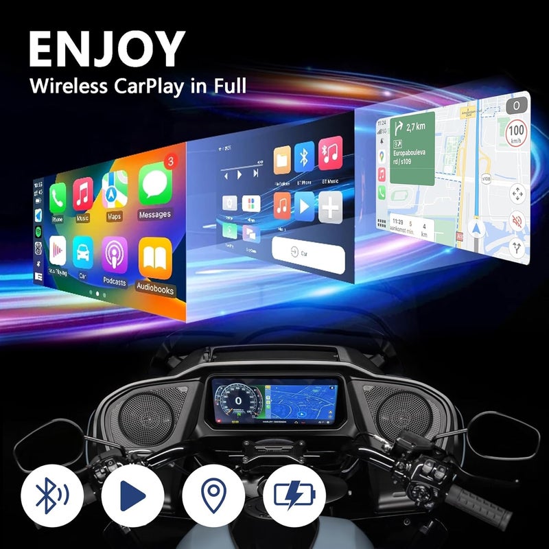 COPMERT Motorcycle Wireless CarPlay Bluetooth Adapter Compatible with Harley Davidson 2024 Road Glide/Street Glide 2025 Street Glide Accessories with Passthrough USB-C Charging Port Plug and Play - Image 5